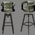 Modern Velvet Upholstered Bar Stools With Round Backrest And Metal Frame