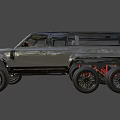 Gray Six Wheel Off Road Vehicle With Red Brake Calipers And Rugged Design