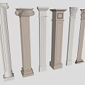 European Classical Roman Column Simple European Column European Carved Gypsum Column 3d model