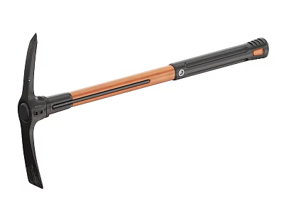 Durable Hardware Pickaxe With Wooden Handle And Black Metal Head For Heavy Duty Work 3d model