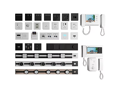 Various Styles of Switch Panels with Different Designs and Screen Displays 3d model