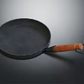 Durable Cast Iron Pan With Wooden Handle For Daily Kitchen Use