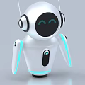 Smart Machine With White Body Smiling Face Display And Blue Light Strips 3d model