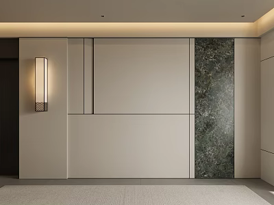 Modern Sofa Background Wall Design With Light Panel And Stone Texture Accent 3d model