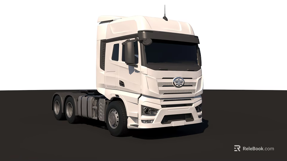 White Heavy Duty Truck With Modern Cab Design And Multiple Wheels 3d model 