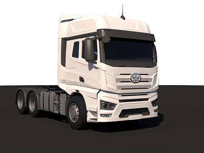 White Heavy Duty Truck With Modern Cab Design And Multiple Wheels 3d model