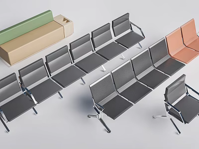 Public Chairs In Various Colors And Designs For Modern Public Spaces 3d model