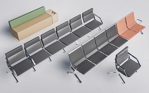 Service Hall Bench Hall Rest Chair Lobby Chair Waiting Chair Public Chair 3d model