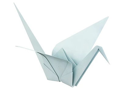 Light Blue Paper Origami Crane Decorative Ornament Decoration Set for Home Decor 3d model