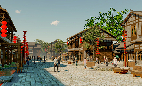 Chinese Commercial Street 3d model