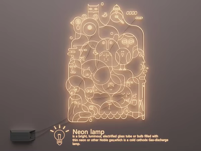 Modern Neon Lighting Combination with Colorful High Definition Design for Home Office 3d model