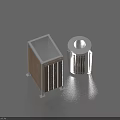 Stylish Household Living Supplies With Square Wooden Panel Bin And Silver Striped Cylindrical Container