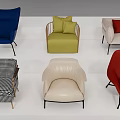 Colorful Single Sofas in Various Styles and Modern Design Elements 3d model