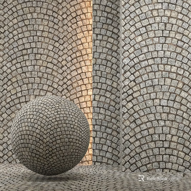 Intricate Curved Stone Wall Construction Components With Spherical Design Elements 3d model 