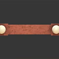 Symmetrical Decorative Railing with White Spherical Tops Red Edges and Beige Panel Architectural Decor Piece