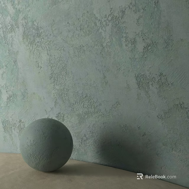 Decorative Gray Spherical Component On Light Green Textured Wall Surface 3d model 