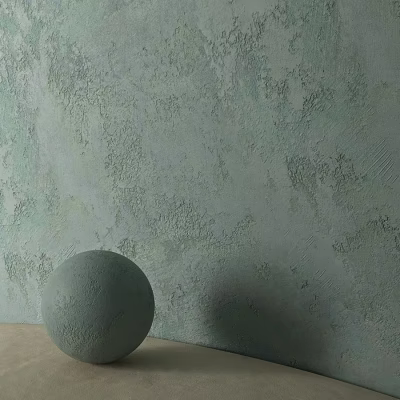 Decorative Gray Spherical Component On Light Green Textured Wall Surface 3d model