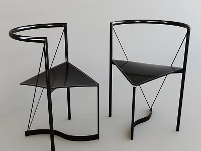Modern Single Chair Interior Design With Black Frame Transparent Seat And Geometric Lines 3d model