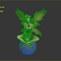 Woman Fairy Statue With Leaf Shaped Wings Sitting On Transparent Sphere