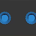 Two Blue Transparent Electronic Connectors With Shiny Surface On Dark Background