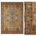 Vintage Square Rug With Floral Geometric Patterns And Multicolor Design For Living Room