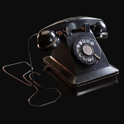 Vintage Black Telephone With Rotary Dial Classic Design And Corded Structure 3d model