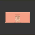 Scenic Classical Temple Model In Pink With Two Story Columns And Red Frame Background