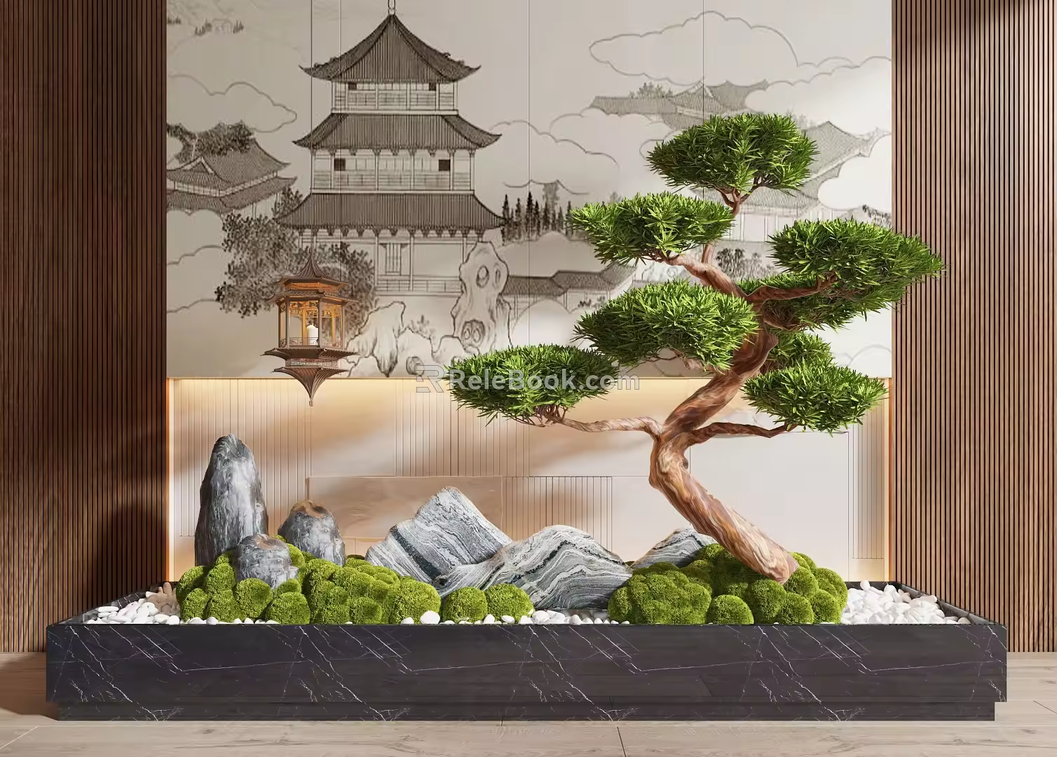 New Chinese Style Interior Landscape Pine Tree Landscape Tree 3d model