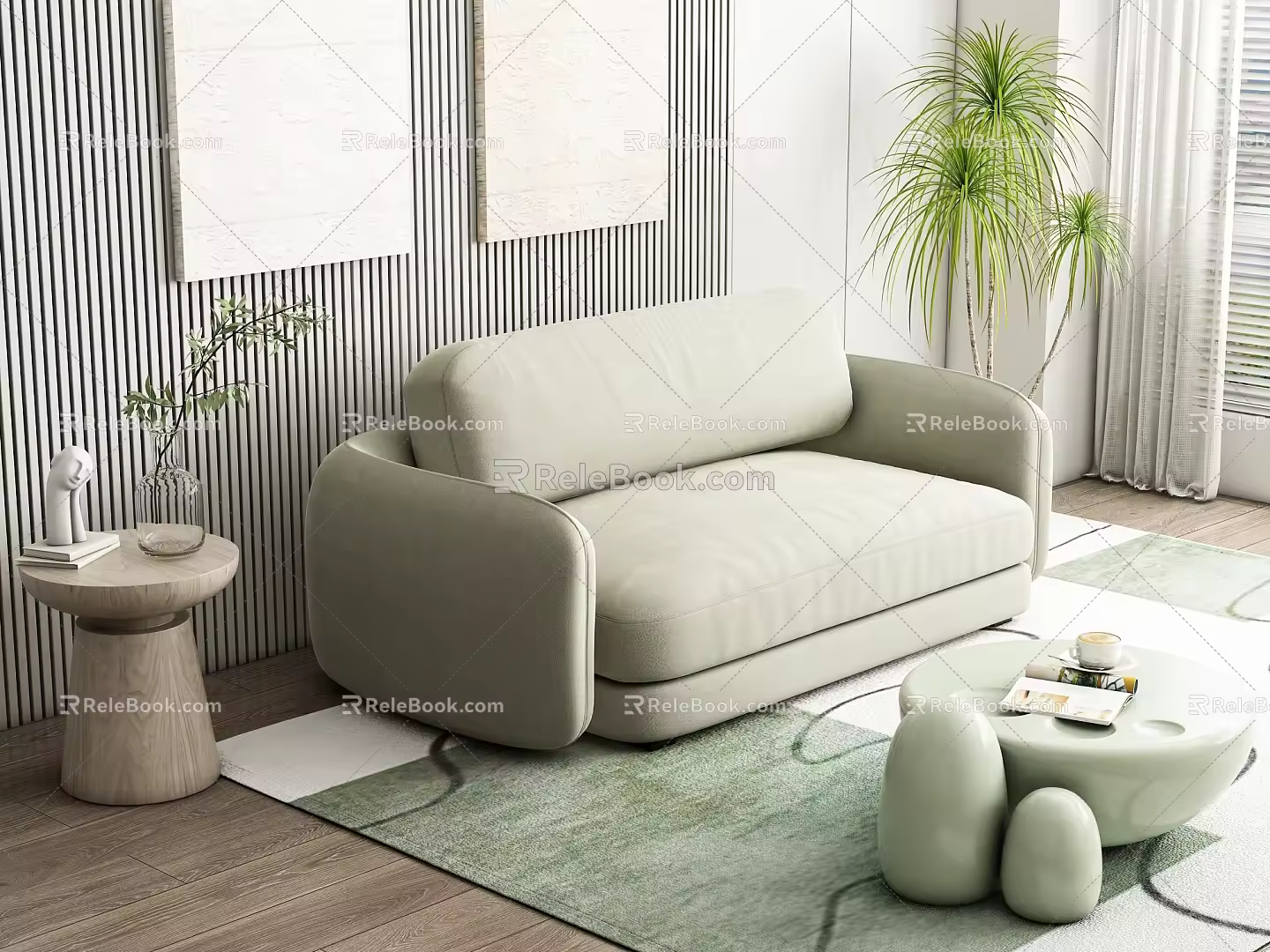 Modern sofa coffee table combination 3d model