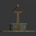 Traditional Ancient Well Structure With Stone Platform Wooden Frame And Orange Tile Roof