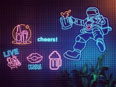 Modern Decorative Light Spaceman Neon 3d model