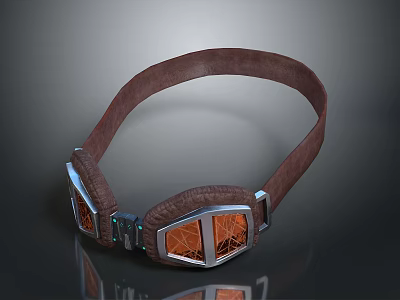 Stylish Brown Leather Headband Headphones With Mesh Ear Cups Modern Design And Metallic Frame Details 3d model
