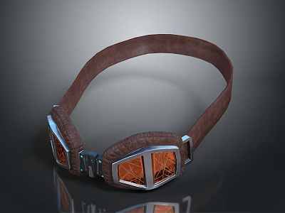 Stylish Brown Leather Headband Headphones With Mesh Ear Cups Modern Design And Metallic Frame Details 3d model