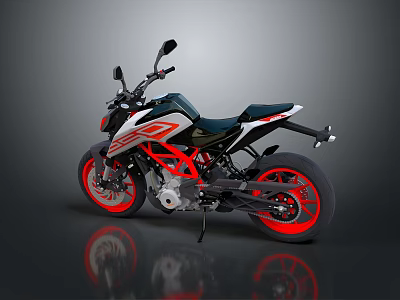 Sport Black Motorcycle With Red Alloy Wheels Streamlined Body And Comfortable Seat 3d model