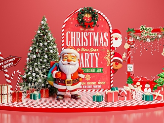 Modern Meichen Christmas Meichen Santa Claus Christmas Tree Shopping Mall Meichen Festival Meichen Online Celebrity Photo Card 3d model