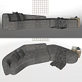 Modern Multiplayer Sofa Long Sofa Pillow Blanket Casual 3d model