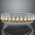 Elegant Silver Tiara with Pearls and Sparkling Rhinestones Intricate Filigree Design for Formal Attire