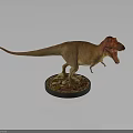 Detailed Tyrannosaurus Rex Dinosaur Model Standing With Open Mouth On Base