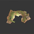 Modern Terrain Model With Rocky Formations And Lush Green Vegetation Details