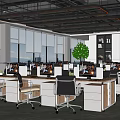 Modern public office area 3d model