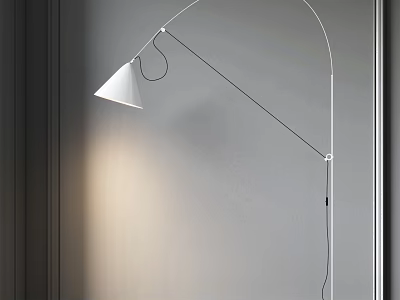 Modern Arc Floor Lamp With White Shade For Soft Living Room Lighting 3d model