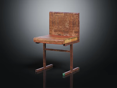 Vintage Wooden Chair Design With Carved Backrest And Solid Seat Frame 3d model