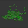 3D Render Of Broken Stone Wall With Collapsing Blocks And Flying Stones