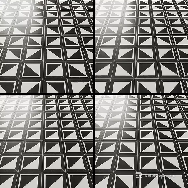 Black And White Geometric Pattern Decorative Tiles For Floor And Wall Design 3d model 