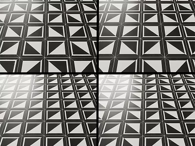 Black And White Geometric Pattern Decorative Tiles For Floor And Wall Design 3d model