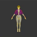 3D Rendered Game Movie Character With Short Hair White Bodysuit And Brown Jacket