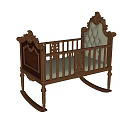 Classic Wooden Baby Crib With Carved Details Upholstered Headboard And Rocking Base
