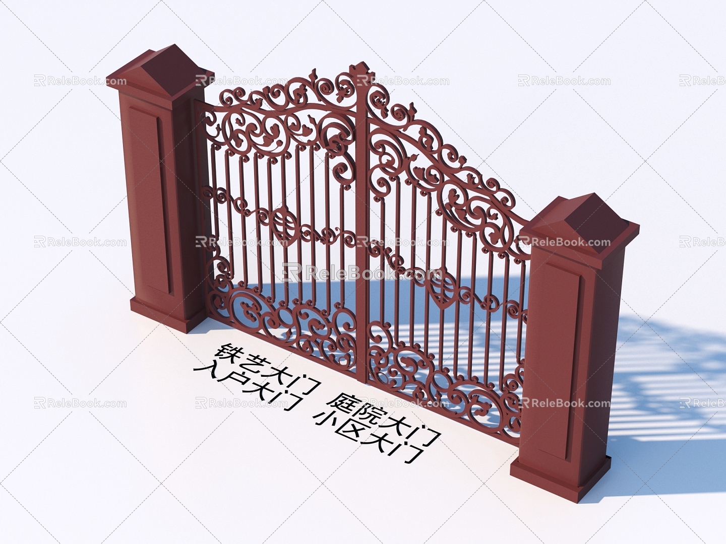 Wrought Iron Gate Courtyard Gate Entrance Gate Community Gate 3d model