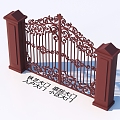 Wrought Iron Gate Courtyard Gate Entrance Gate Community Gate 3d model