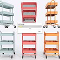Colorful Multi Tier Mobile Storage Carts With Wheels And Shelves
